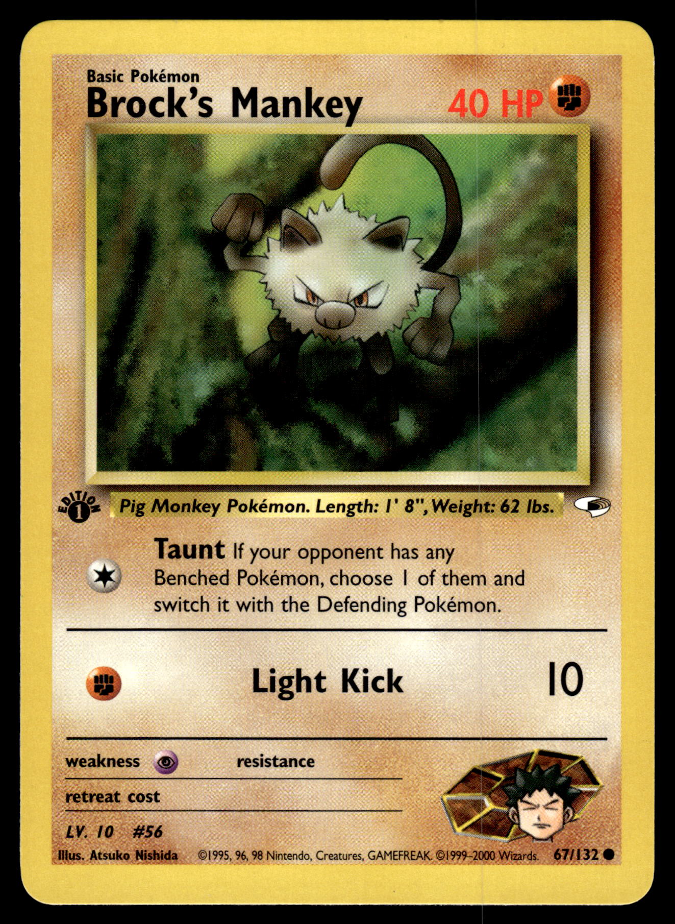 Brock's Mankey 67/132 WOTC Gym Heroes 1st Edition Pokemon [PL]