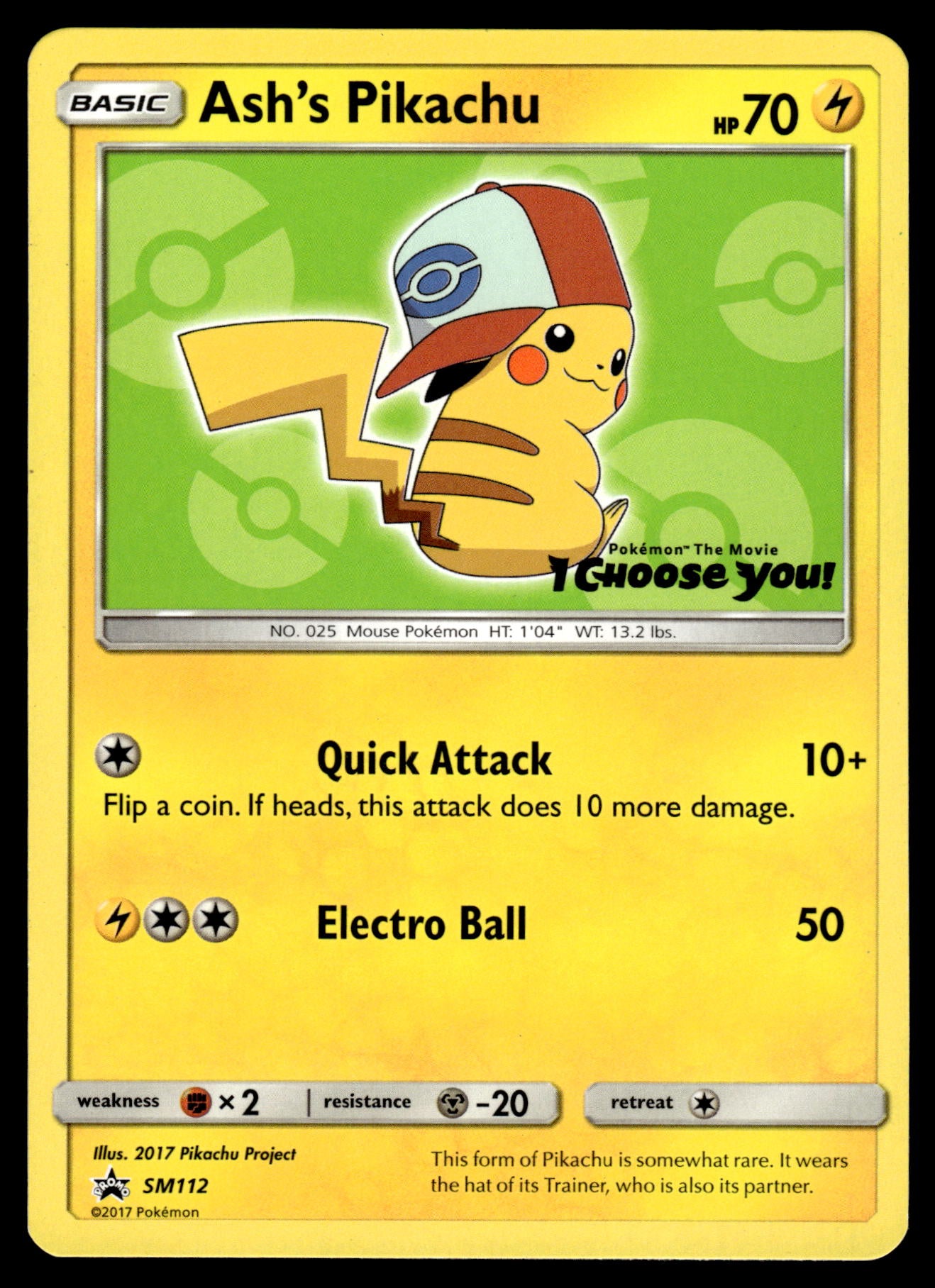 Ash's Pikachu SM112 I Choose You! Promo Pokemon [NM] (2)