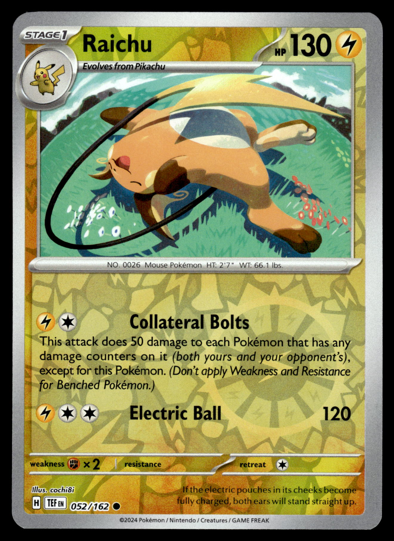 Raichu Reverse 052/162 SV Temporal Forces Pokemon [NM]