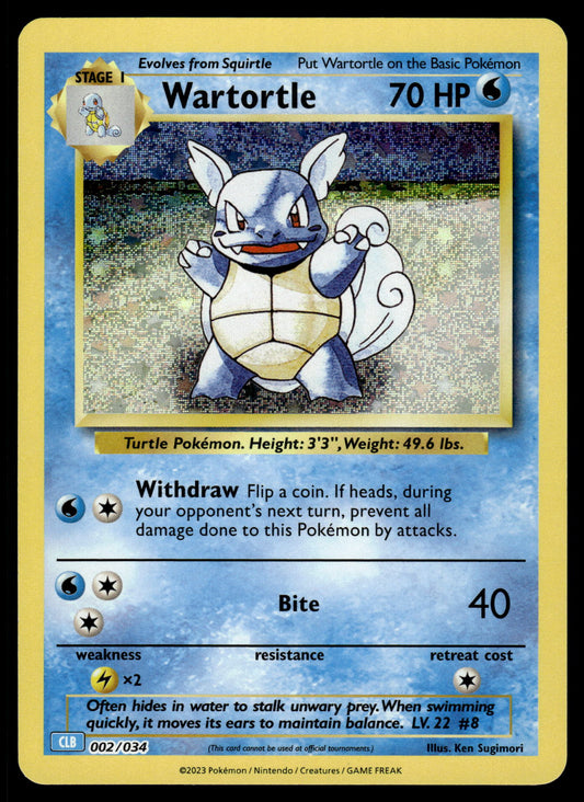 Wartortle Holo 002/034 Classic Collection CLB Blastoise Deck Pokemon [NM]