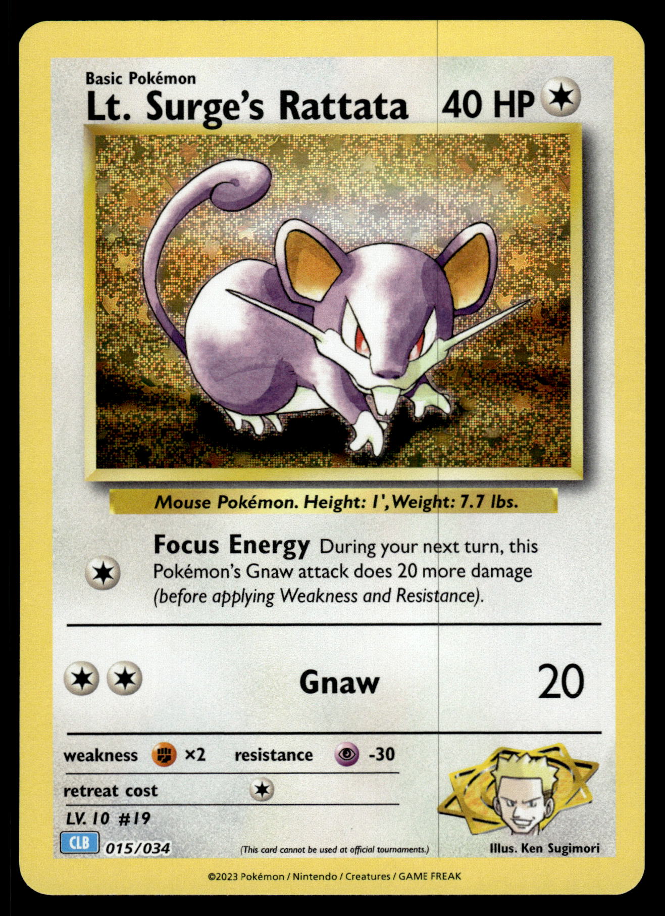 Lt. Surge's Rattata Holo 015/034 Classic Collection CLB Blastoise Deck Pokemon [NM]