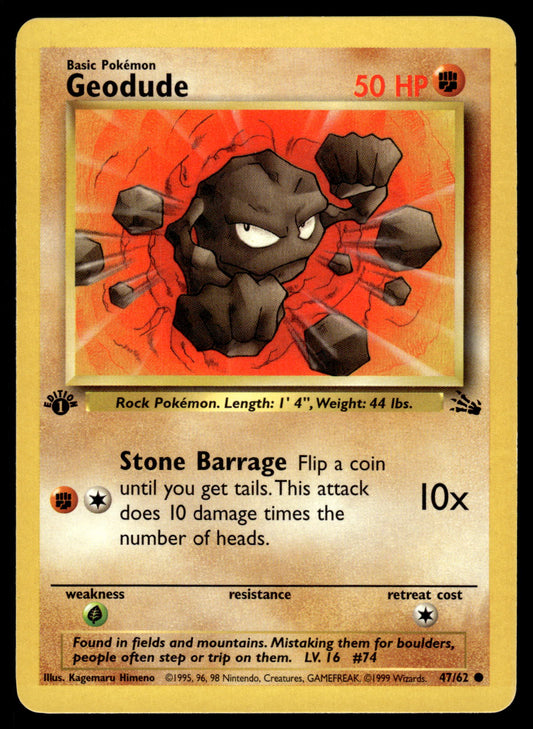 Geodude 47/62 WOTC Fossil 1st Edition Pokemon [NM]