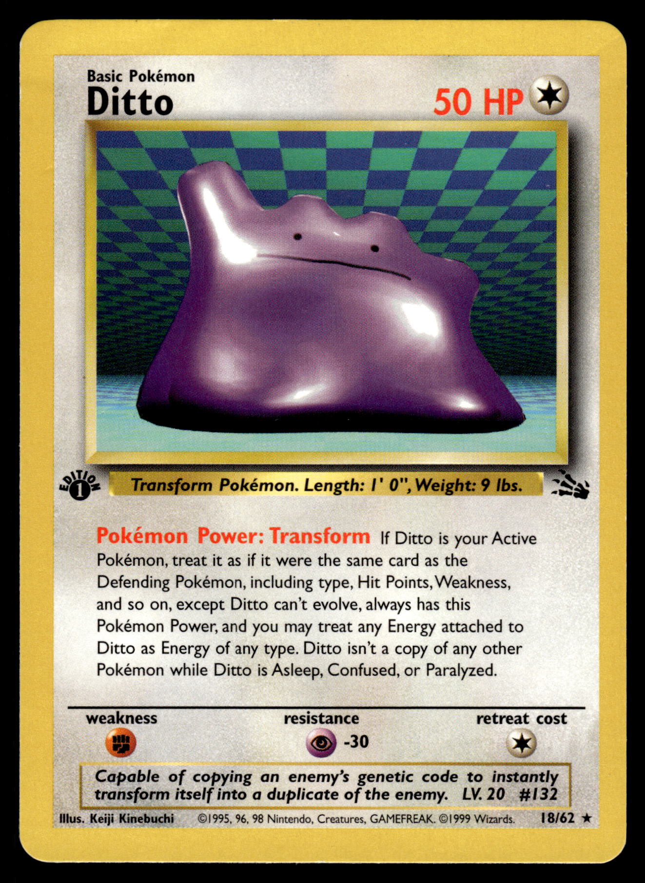 Ditto 18/62 WOTC Fossil 1st Edition Pokemon [DMG]