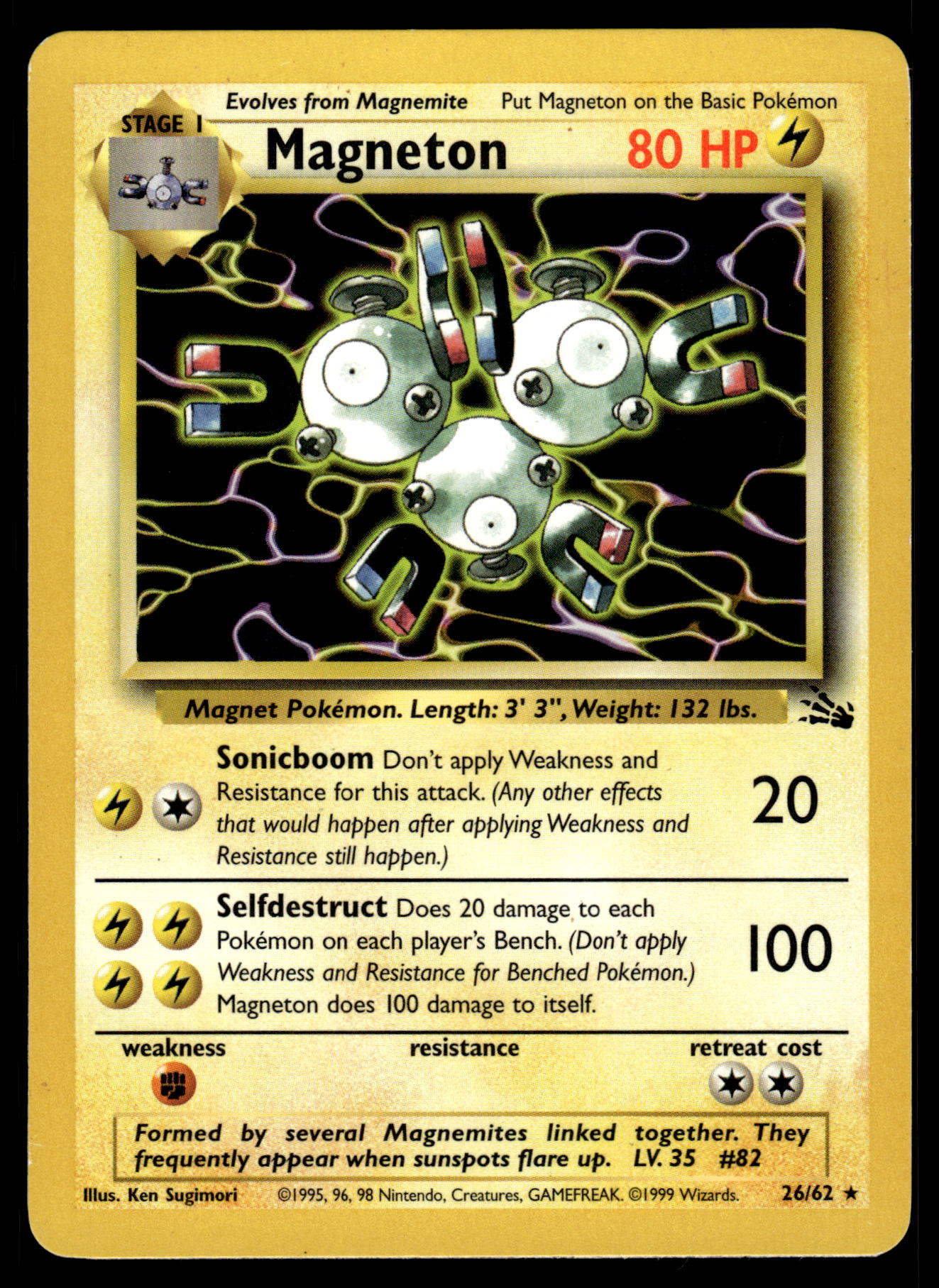 Magneton 26/62 WOTC Fossil Pokemon [DMG]