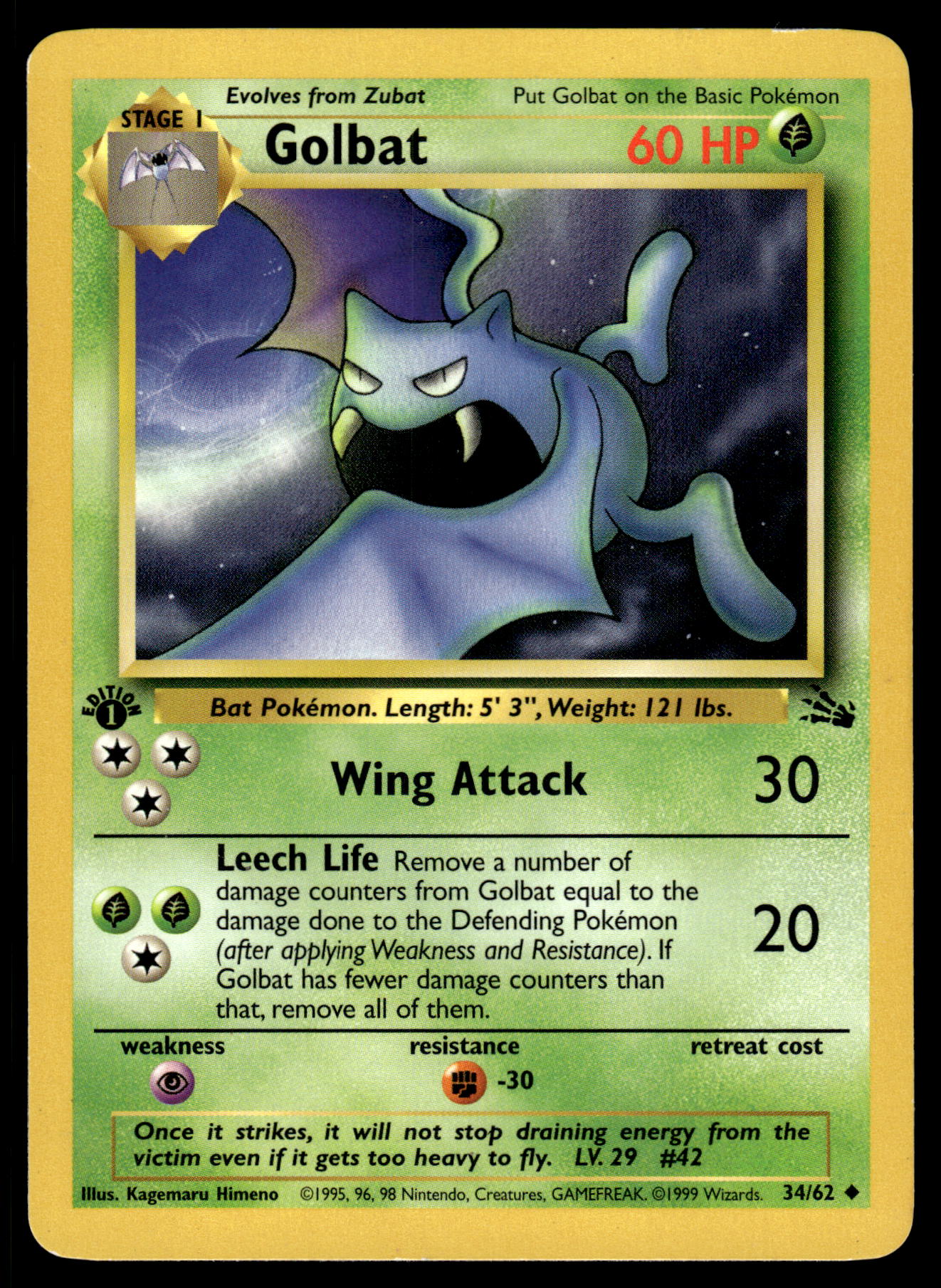 Golbat 34/62 WOTC Fossil Pokemon 1st Edition [PL]