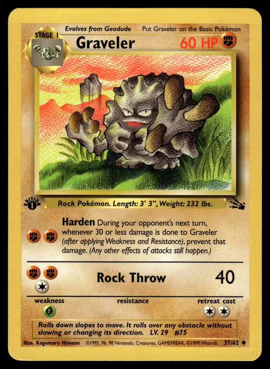 Graveler 37/62 WOTC Fossil Pokemon 1st Edition [PL]