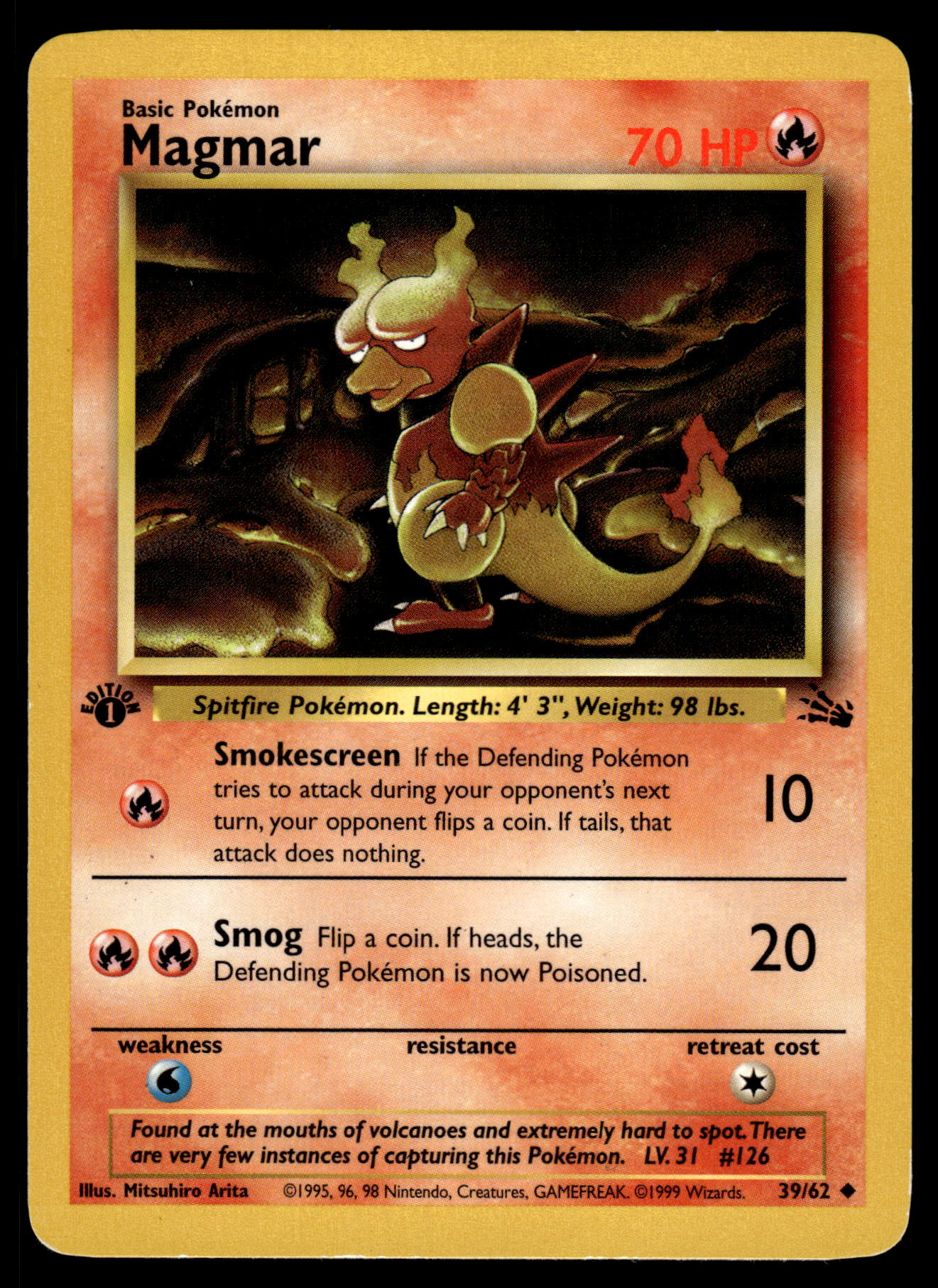 Magmar 39/62 WOTC Fossil Pokemon 1st Edition [PL]