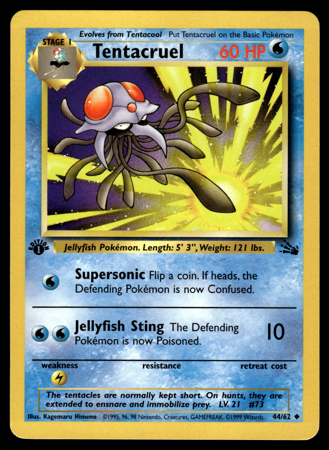 Tentacruel 44/62 WOTC Fossil Pokemon 1st Edition [DMG]