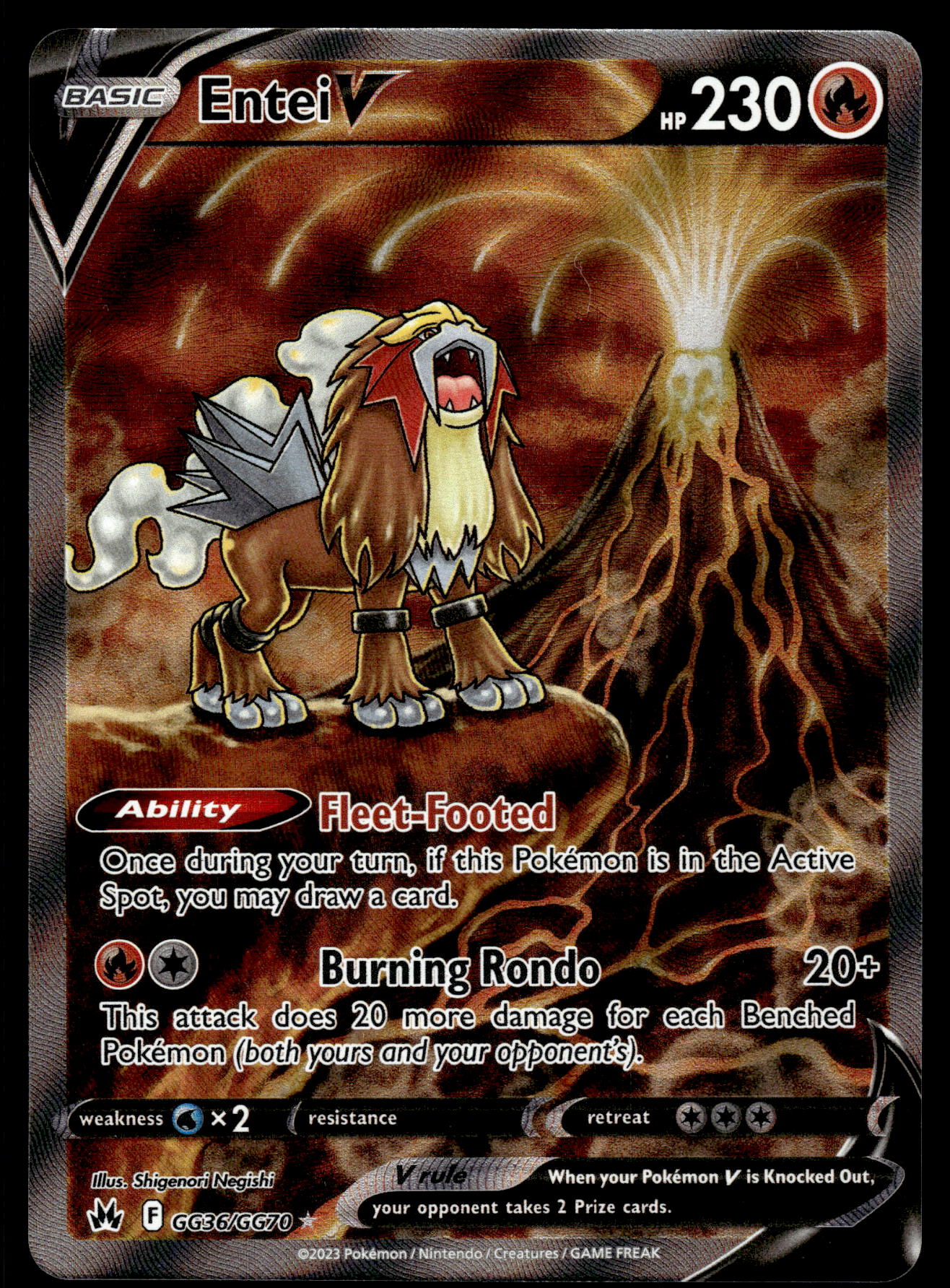 Entei V GG36/GG70 SWSH Crown Zenith Pokemon [NM] (2)