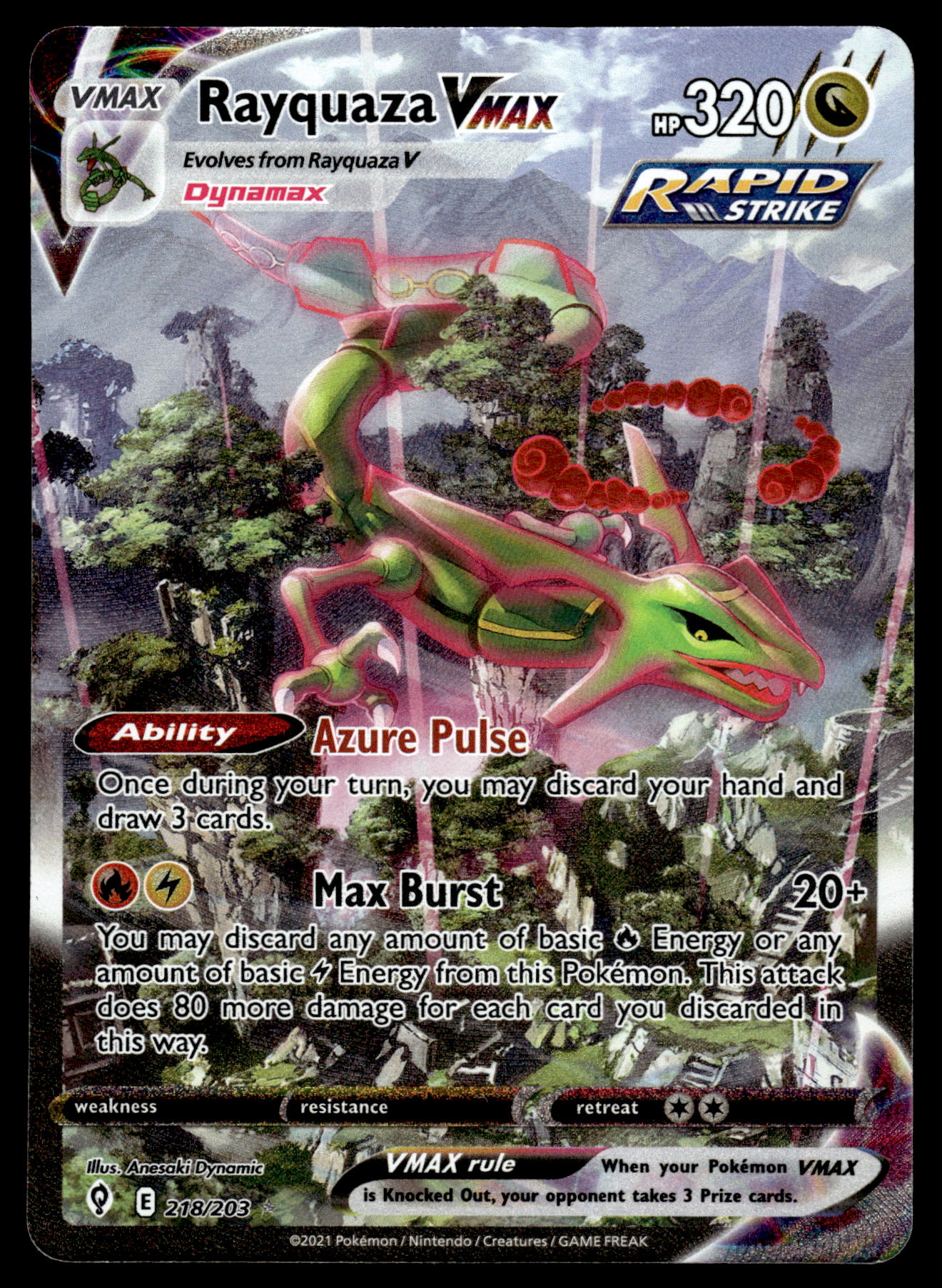 Rayquaza VMAX 218/203 SWSH Evolving Skies Pokemon [NM] (1)