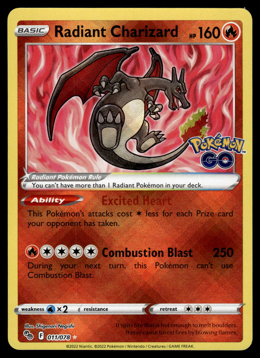 Charizard Radiant 011/078 SWSH Pokemon Go Pokemon [NM]