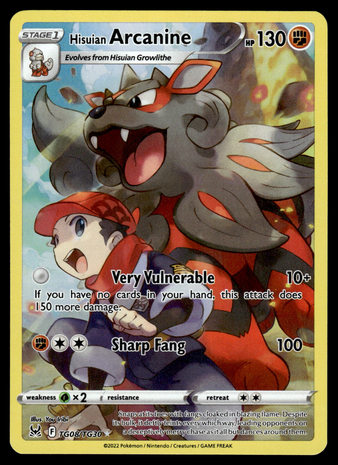 Hisuian Arcanine TG08/TG30 SWSH Lost Origin Pokemon [NM]