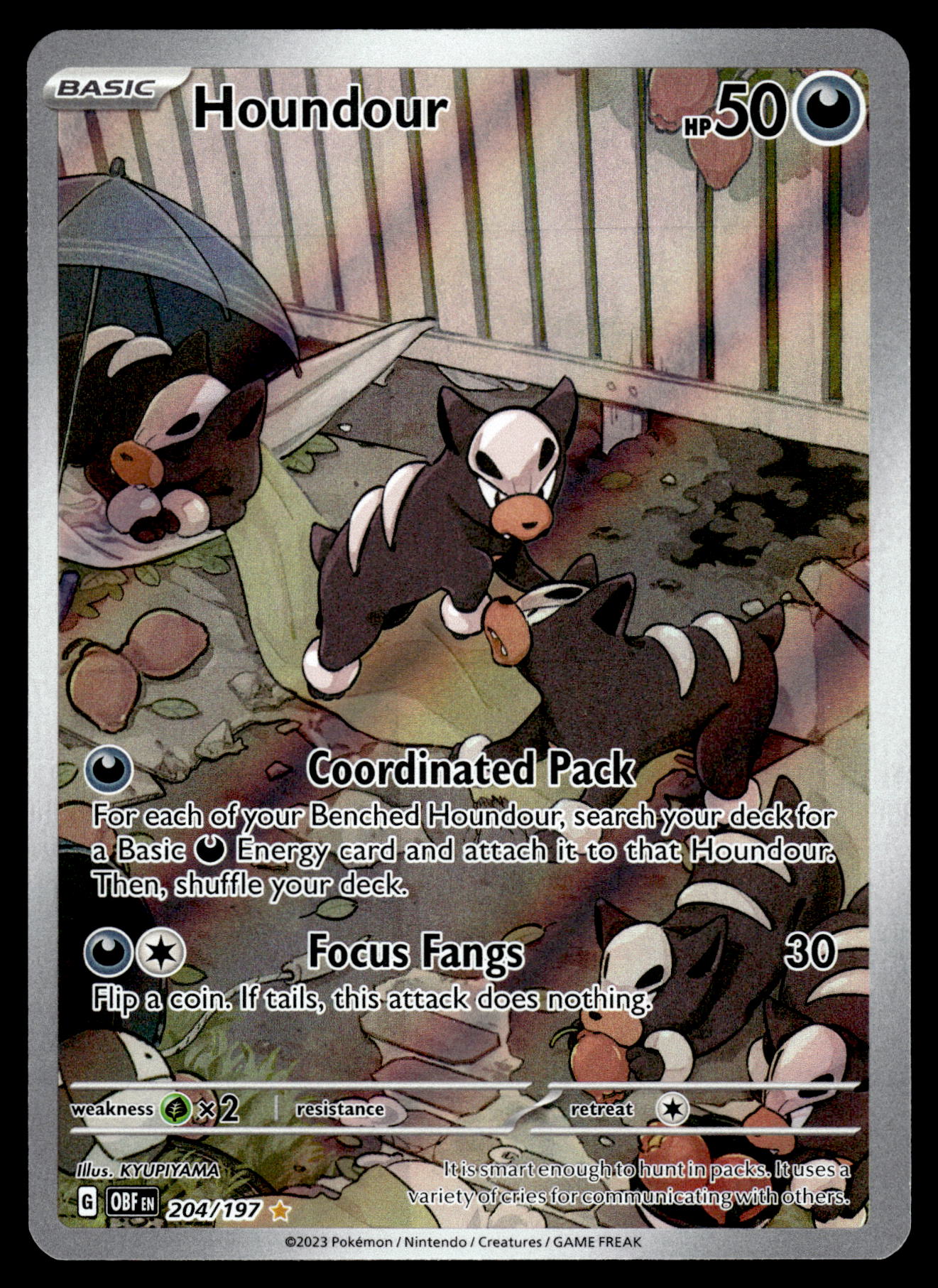 Houndour Illustration Rare 204/197 SV Obsidian Flames Pokemon [NM]