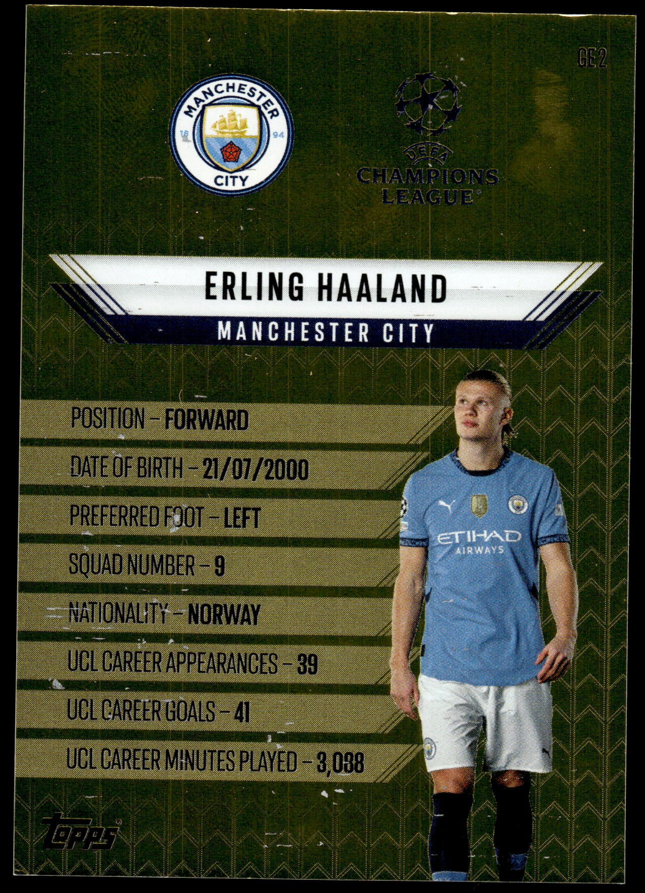 Erling Haaland Match Attax Gold Edge Edition 24/25 - Football [NM]