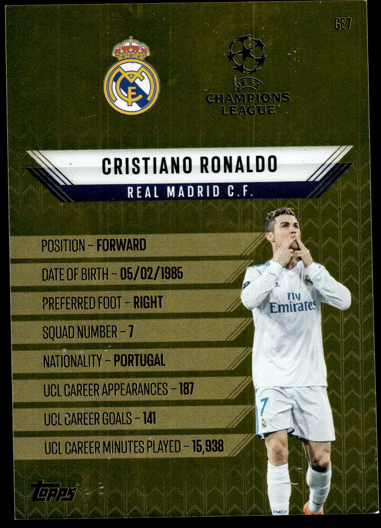 Cristiano Ronaldo Match Attax Gold Edge Edition 24/25 - Football [NM]