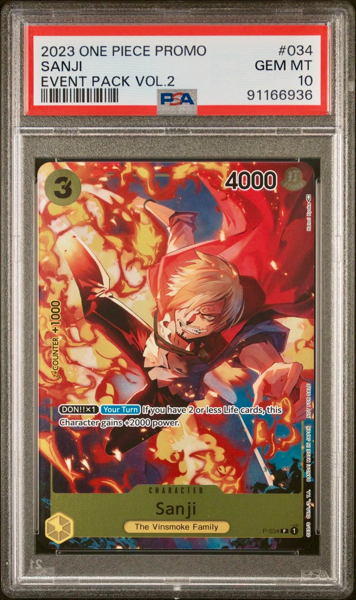 PSA 10 - Sanji P-034 Event Pack Vol. 2 - One Piece