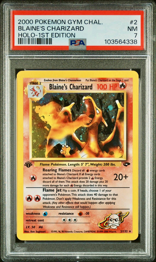 PSA 7 - Blaine’s Charizard 2/132 WOTC Gym Challenge 1st Edition - Pokemon