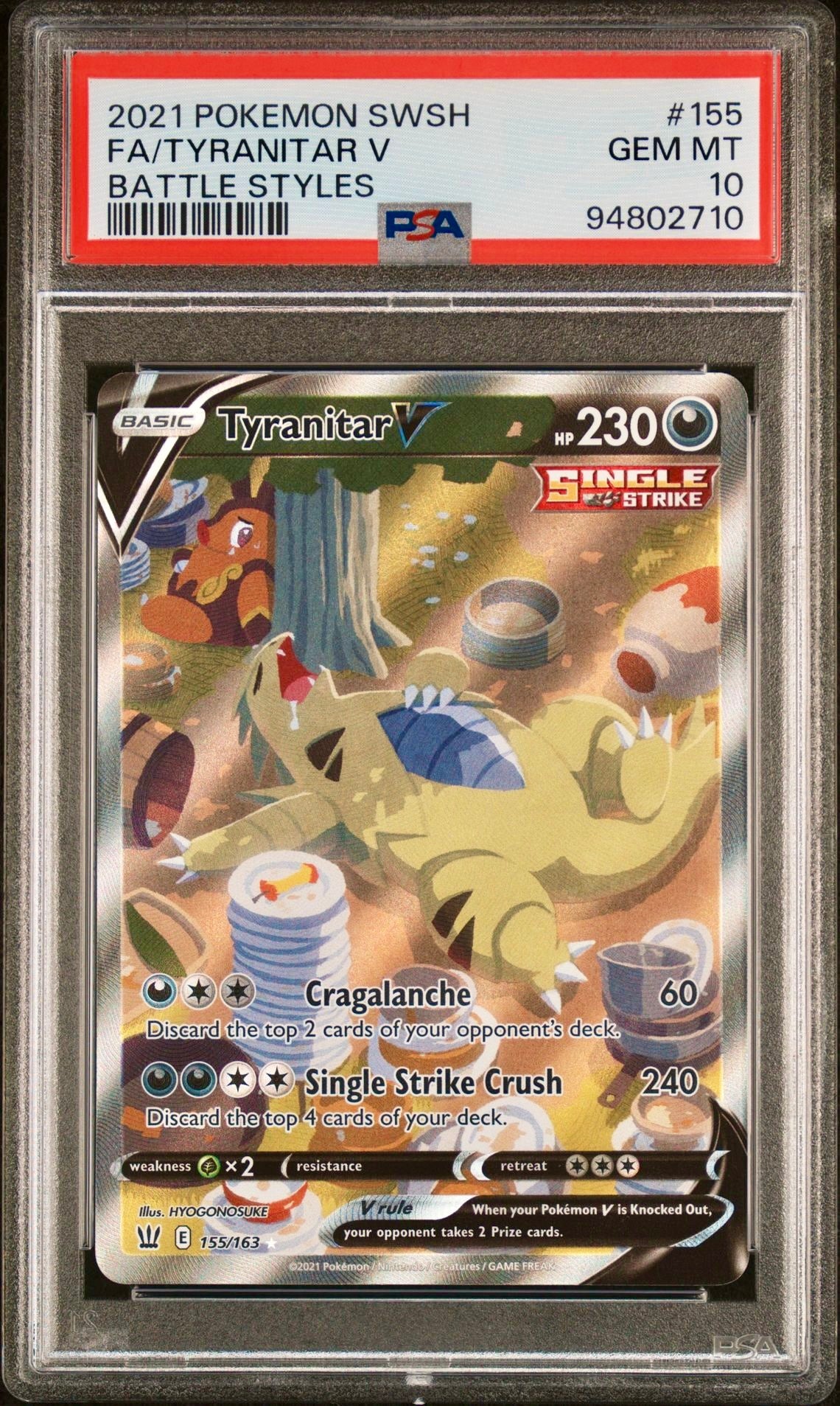 PSA 10 - Tyranitar V 155/163 SWSH Battle Styles - Pokemon