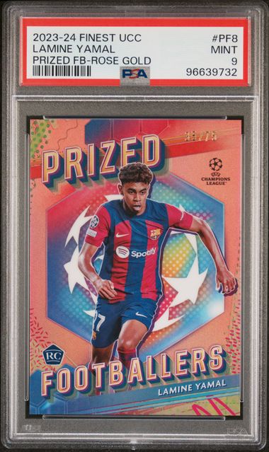 PSA 9 - Lamine Yamal 35/75 2023-24 PF8 Topps Prized Footballer Rose Gold