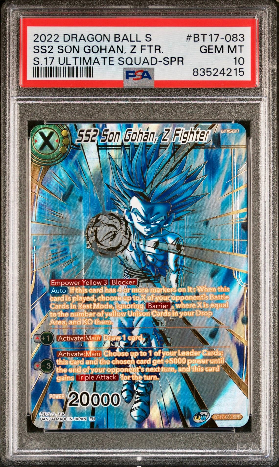 PSA 10 - SS2 Son Gohan Z Fighter BT17-083 SPR - DBS