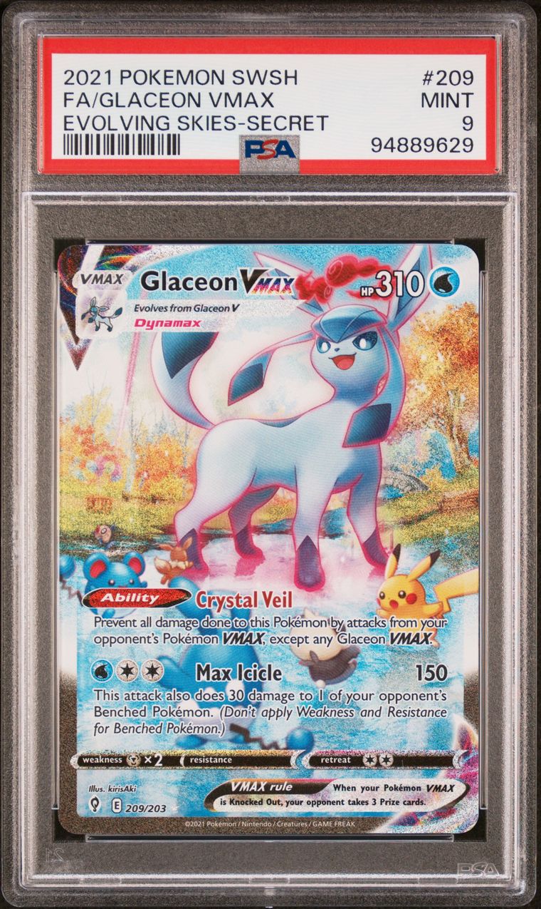 PSA 9 - Glaceon VMAX 209/203 SWSH Evolving Skies - Pokemon