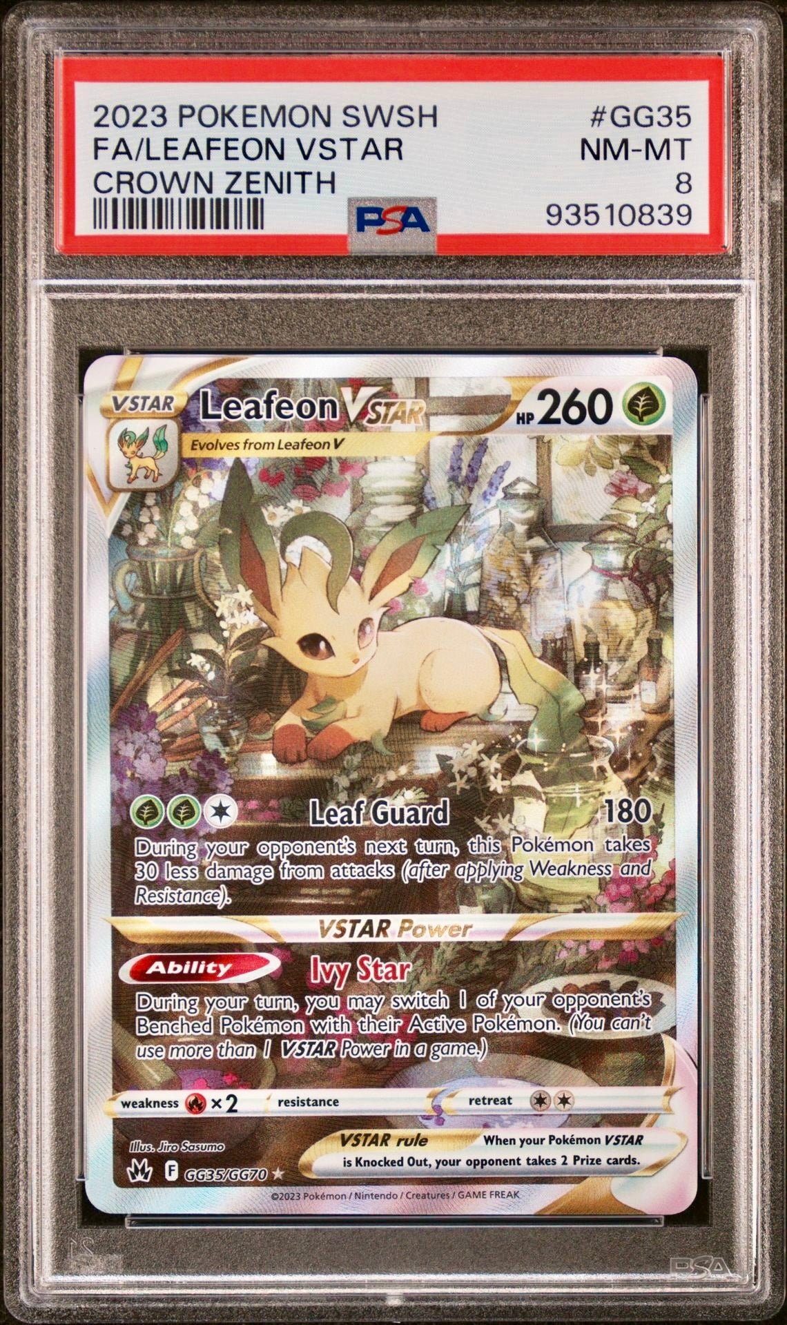 PSA 8 - Leafeon VSTAR GG35/GG70 SWSH Crown Zenith - Pokemon