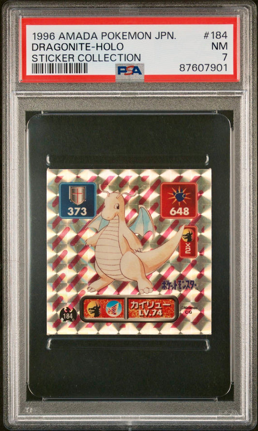 PSA 7 - Dragonite Holo #184 Amada Sticker Collection - Pokemon