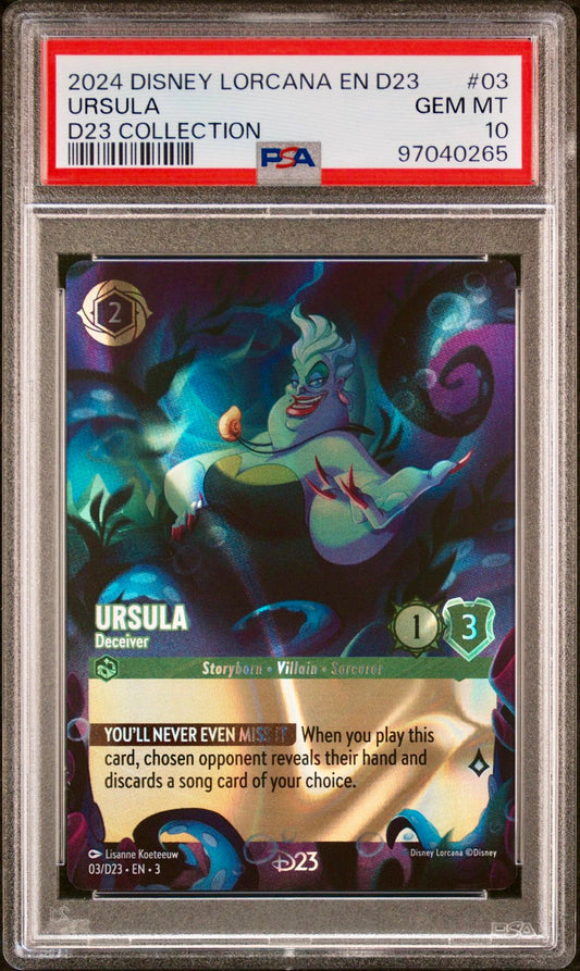 PSA 10 - Ursula Deceiver 03/D23 Collection Promo - Disney Lorcana