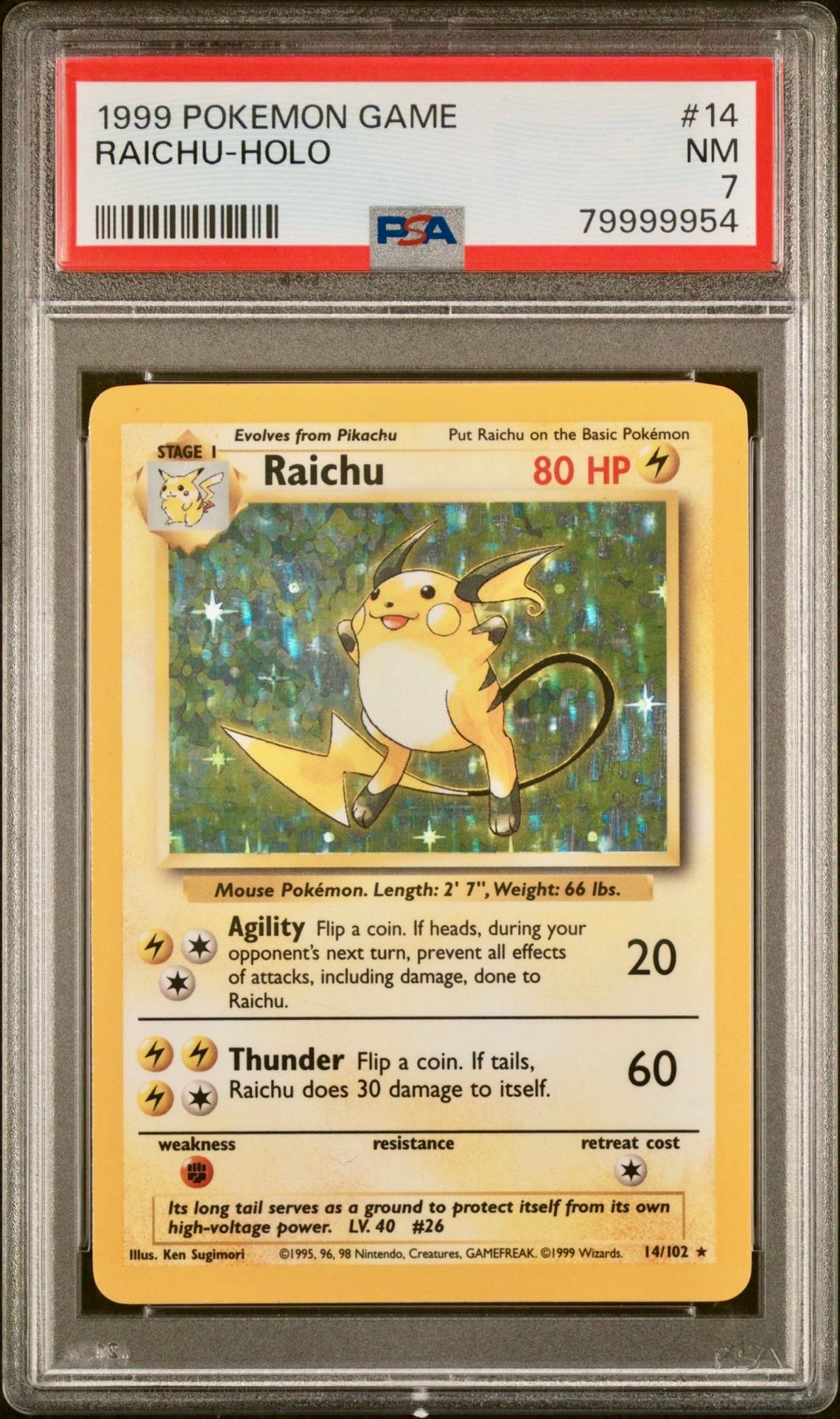 PSA 7 - Raichu 14/102 Base set - Pokemon