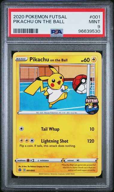 PSA 9 - Pikachu On The Ball 001/005 Pokemon Futsal - Pokemon