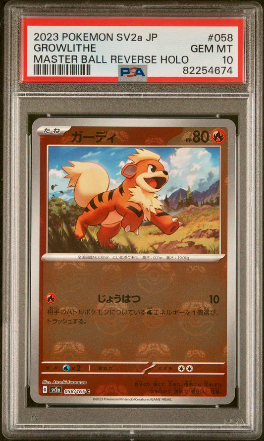 PSA 10 - Growlithe Master Ball 058/165 SV2a Japanese 151 - Pokemon