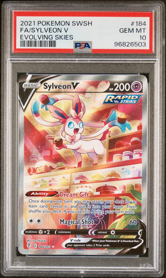 PSA 10 - Sylveon V 184/203 SWSH Evolving Skies - Pokemon