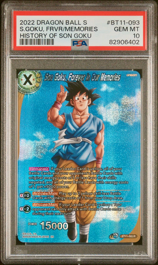 PSA 10 - Son Goku, Forever in Memories BT11-093 History Son Goku - DBS