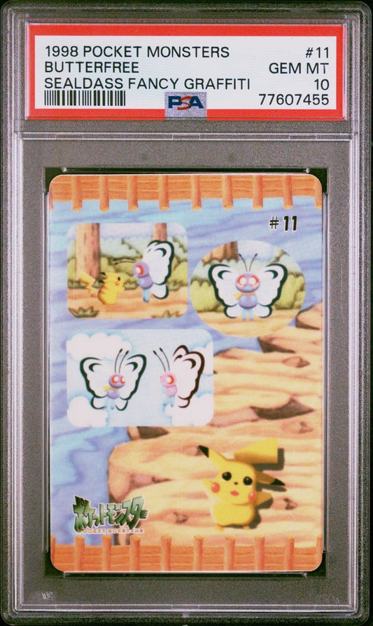 PSA 10 - Butterfree Pikachu #11 Sealdass Fancy Graffiti 1998 Pocket Monsters - Pokemon