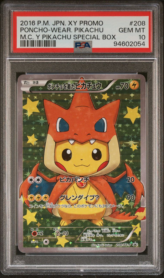 PSA 10 - Mega Charizard Y Poncho-Wearing Pikachu 208/XY-P Promo - Pokemon