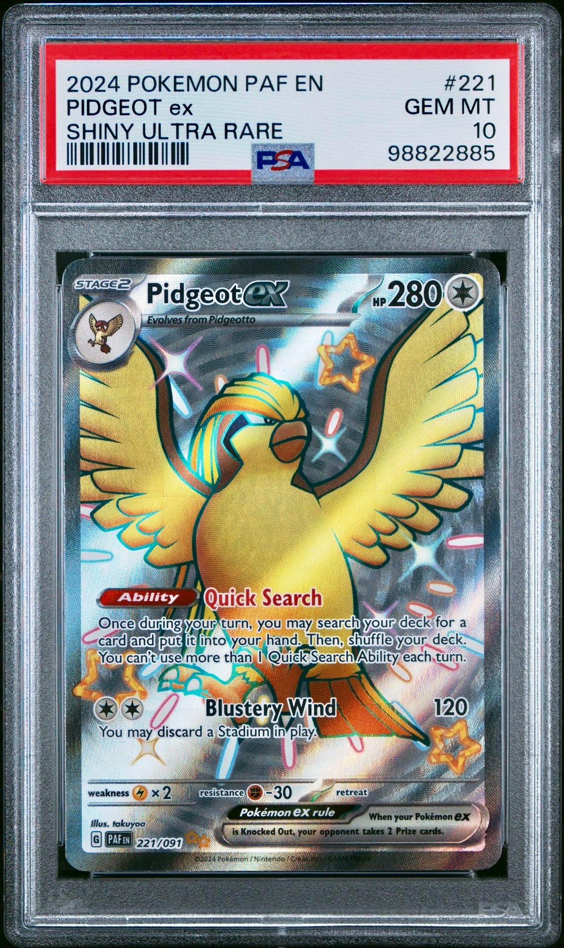 PSA 10 - Pidgeot ex 221/091 SV Paldean Fates - Pokemon