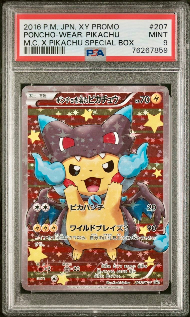 PSA 9 - Mega Charizard X Poncho-Wearing Pikachu 207/XY-P - Japanese Pr ...