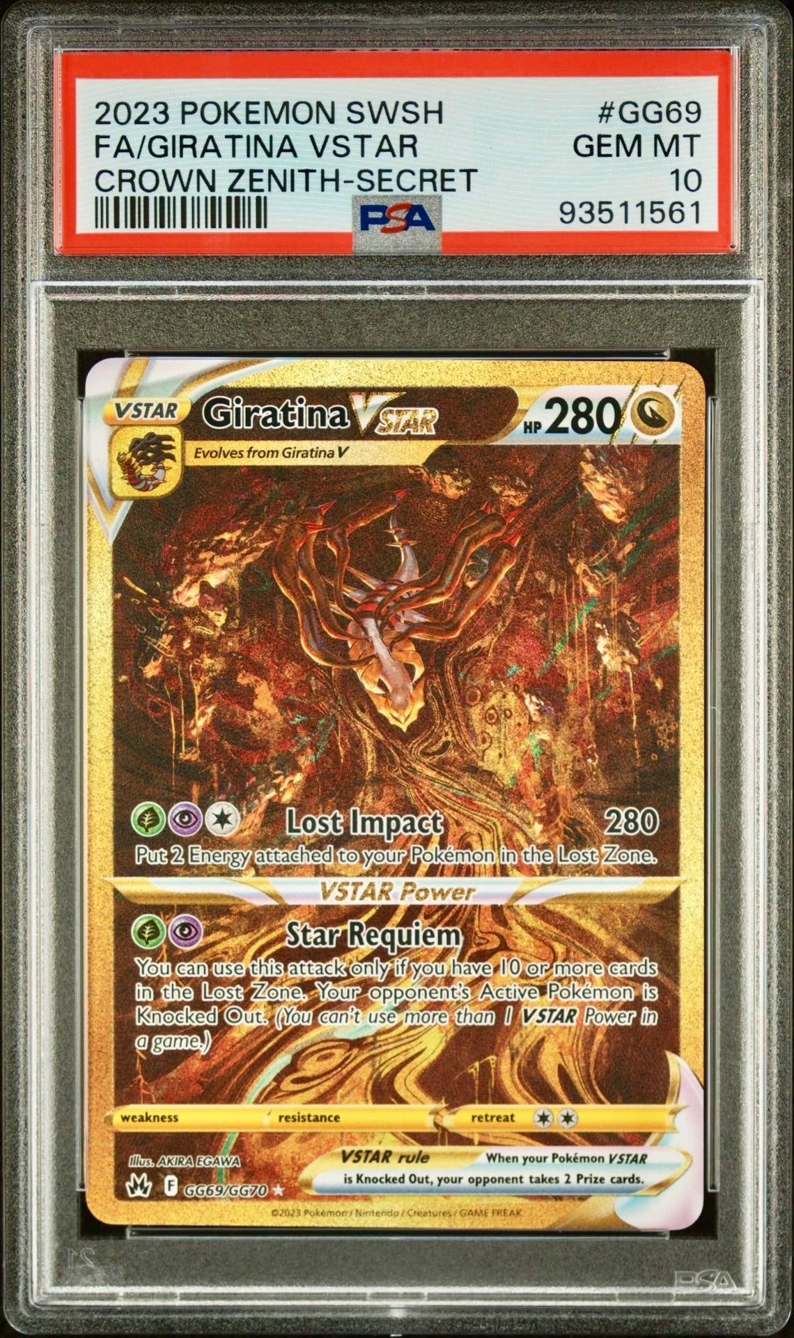 PSA 10 - Giratina VSTAR GG69/GG70 SWSH Crown Zenith - Pokemon