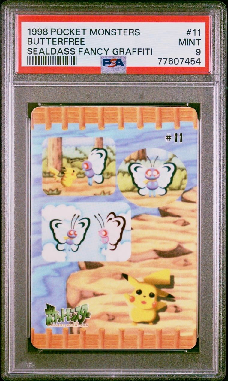 PSA 9 - Butterfree Pikachu #11 Sealdass Fancy Graffiti 1998 Pocket Monsters - Pokemon