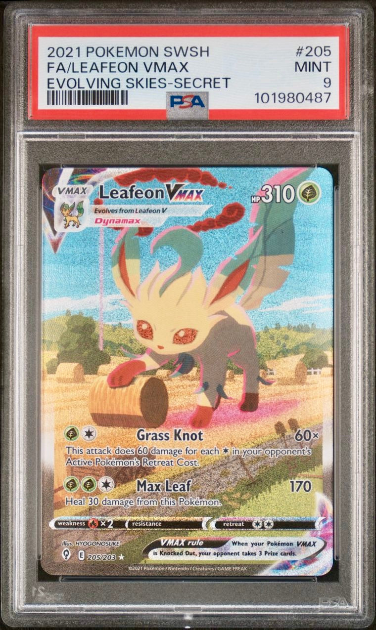 PSA 9 - Leafeon VMAX 205/203 SWSH Evolving Skies - Pokemon