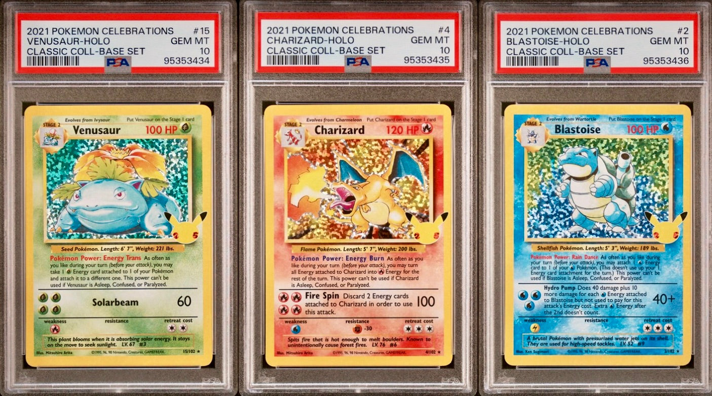 PSA 10 - Sequential Charizard Blastoise Venusaur SWSH Celebrations - Pokemon