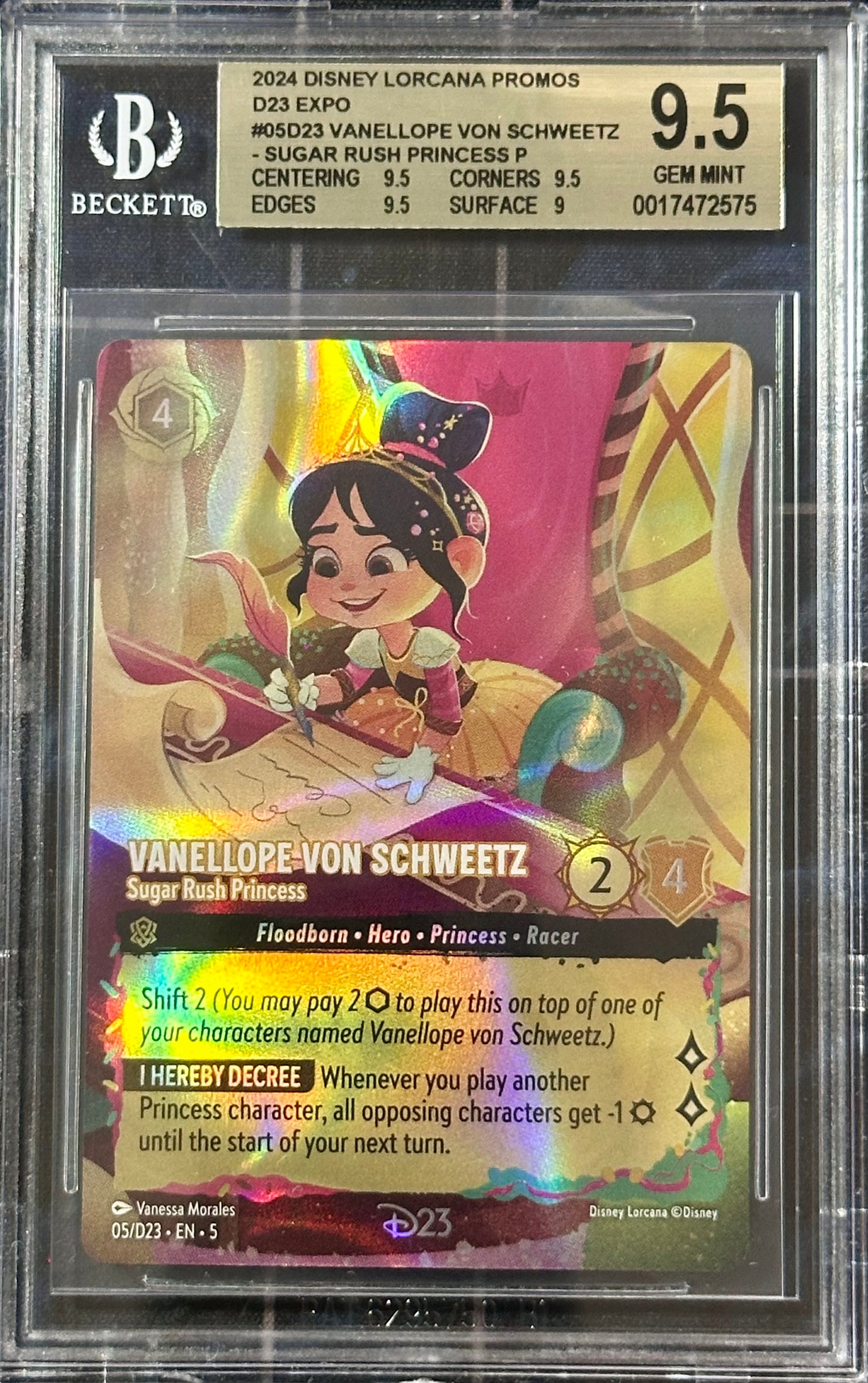 BGS 9.5 - Vanellope Von Schweetz 05/D23 Collection Promo - Disney Lorcana