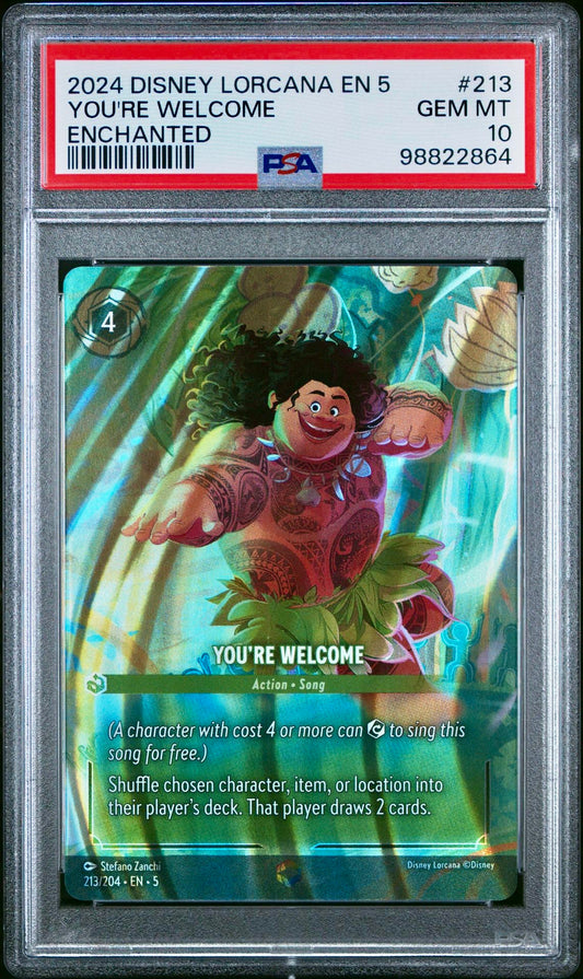 PSA 10 - You’re Welcome Enchanted 213/204 Shimmering Skies - Disney Lorcana