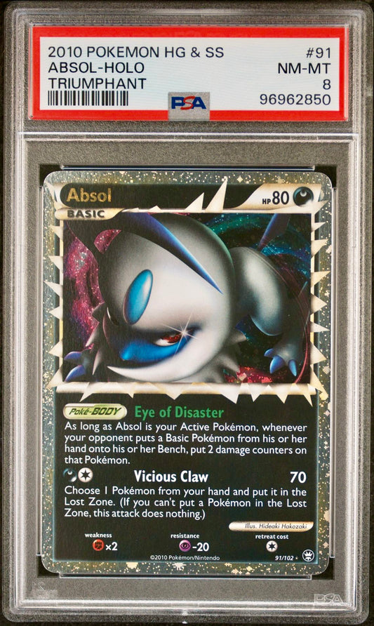 PSA 8 - Absol Prime Holo 91/102 HGSS Triumphant - Pokemon