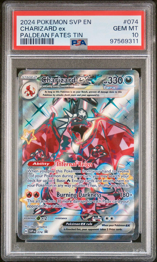 PSA 10 - Charizard ex SVP076 Paldean Fates Tin Promo - Pokemon