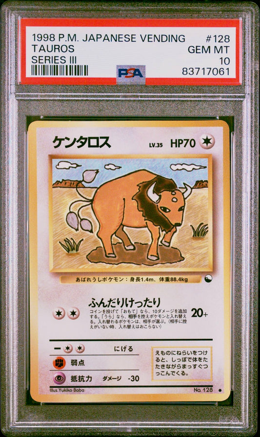 PSA 10 - Tauros #128 Japanese Vending Series 3 - Pokemon