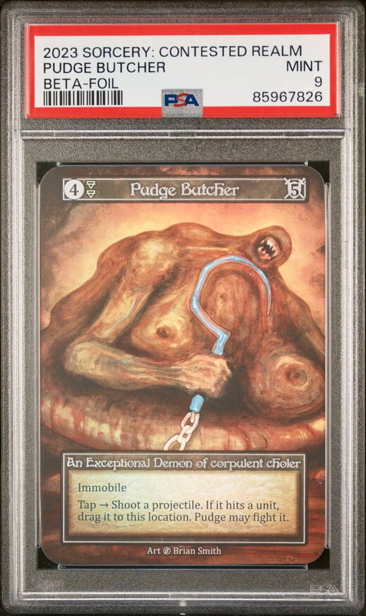 PSA 9 - Pudge Butcher (Exceptional Foil) Beta - Sorcery