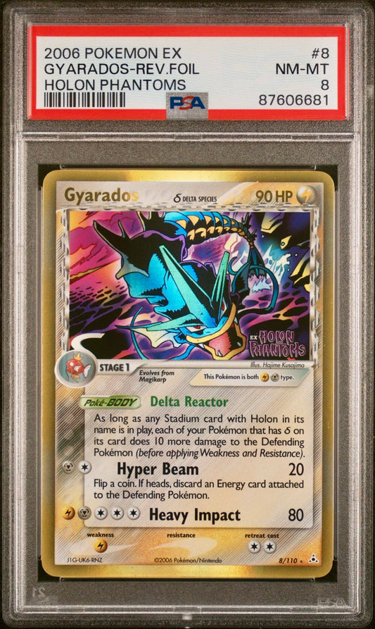 PSA 8 - Gyarados Reverse 8/110 EX Holon Phantoms - Pokemon