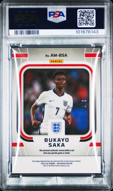 PSA 9 - Bukayo Saka 4/5 2023-24 Obsidian Atomic Material EE Green - Football