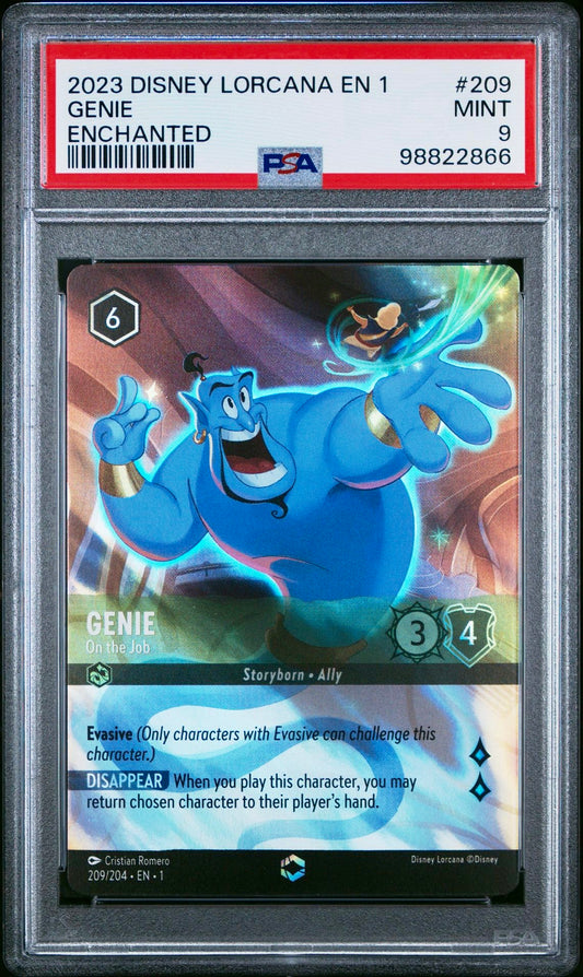 PSA 9 - Genie Enchanted 209/204 First Chapter - Disney Lorcana